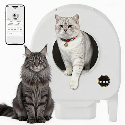 Self-Cleaning Cat Litter Box, Automatic Smart Pet Litter Box, Large Capacity for Multiple Cats, Wifi-Enabled App Control with Safety Sensors W/Garage Bags | Multiple Cats Available, Large Capacity, Wifi-Enabled App Control W/Safety Sensors W/ Garage Bags
