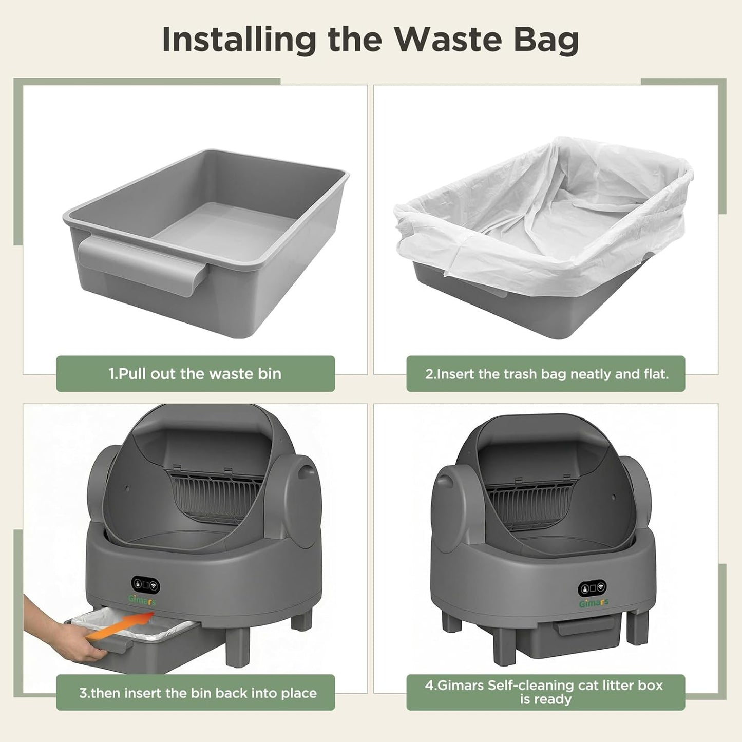 Open Top Design Self Cleaning Litter Box, Automatic Cat Litter Box for Multiple Cats & Senior Cats, App Control with Safety Sensors, Low Odor, Includes Trash Bags & Litter Mat