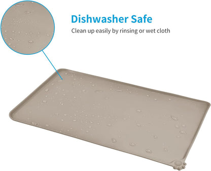 Waterproof Silicone Pet Feeding Mats,Anti-Slip Dog Food Bowl Pad | Waterproof Pet Mat with Raised Edges Catches Food and Water Spills to Protect Floors.Food Grade Silicone Is Safe and Durable