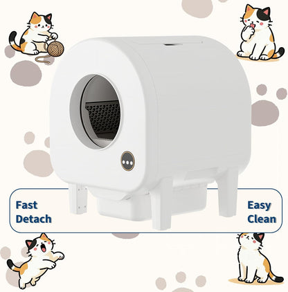 Self-Cleaning Cat Litter Box, Automatic Smart Pet Litter Box, Large Capacity for Multiple Cats, Wifi-Enabled App Control with Safety Sensors W/Garage Bags | Multiple Cats Available, Large Capacity, Wifi-Enabled App Control W/Safety Sensors W/ Garage Bags