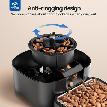 Automatic Cat Feeder with App, 2.4G Wifi Cat Food Dispenser, 6L Timed Cat Feeder for Dry Food, 10 Meals/Day, 12 Portions/Meal, Dual Power Supply Smart Pet Feeder for Small Dog, Black