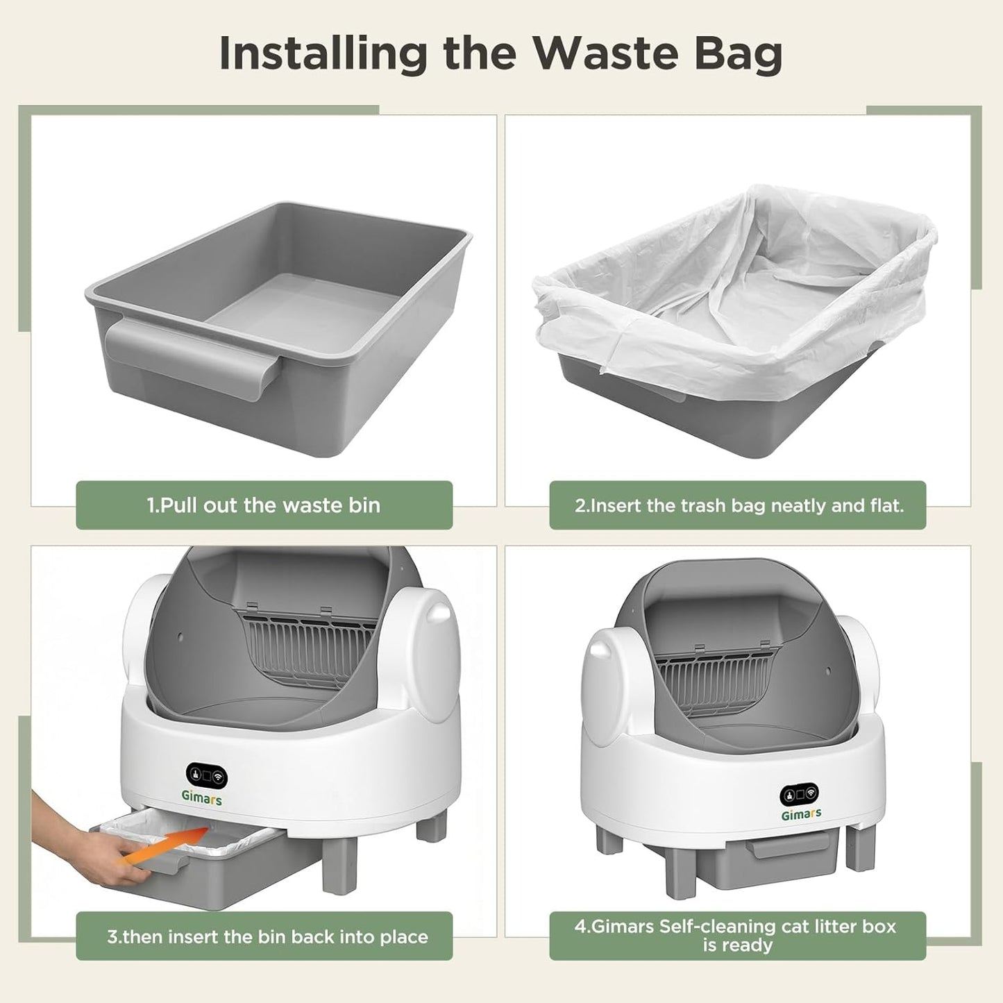 Open Top Design Self Cleaning Litter Box, Automatic Cat Litter Box for Multiple Cats & Senior Cats, App Control with Safety Sensors, Low Odor, Includes Trash Bags & Litter Mat