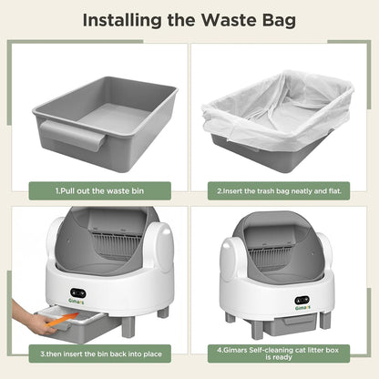 Open Top Design Self Cleaning Litter Box, Automatic Cat Litter Box for Multiple Cats & Senior Cats, App Control with Safety Sensors, Low Odor, Includes Trash Bags & Litter Mat