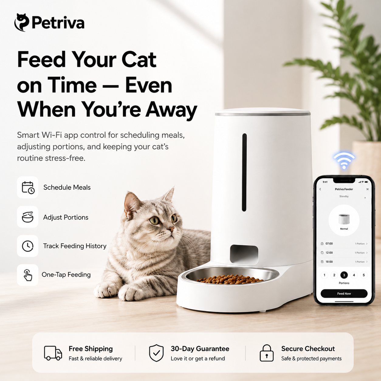 SINGLE BOWL CAT FEEDER WITH APP CONTROL