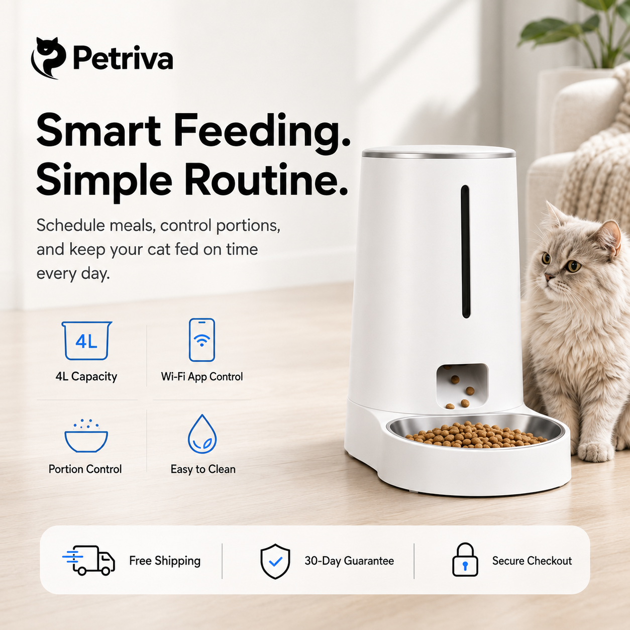 SINGLE BOWL CAT FEEDER WITH APP CONTROL