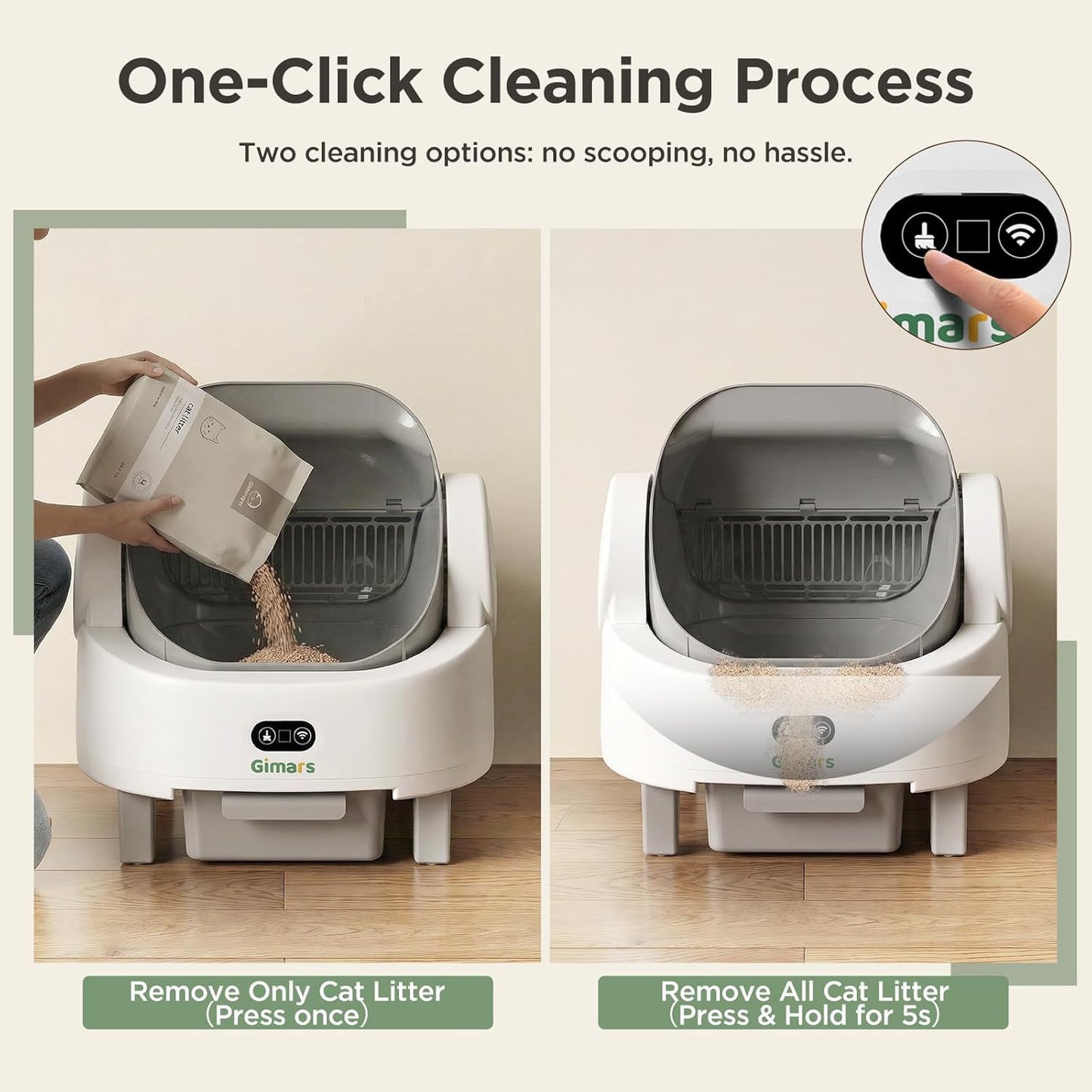 Open Top Design Self Cleaning Litter Box, Automatic Cat Litter Box for Multiple Cats & Senior Cats, App Control with Safety Sensors, Low Odor, Includes Trash Bags & Litter Mat
