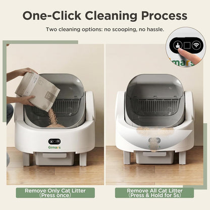 Open Top Design Self Cleaning Litter Box, Automatic Cat Litter Box for Multiple Cats & Senior Cats, App Control with Safety Sensors, Low Odor, Includes Trash Bags & Litter Mat