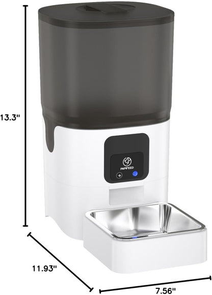 Automatic Cat Feeder with App, 2.4G Wifi Cat Food Dispenser, 6L Timed Cat Feeder for Dry Food, 10 Meals/Day, 12 Portions/Meal, Dual Power Supply Smart Pet Feeder for Dog, White