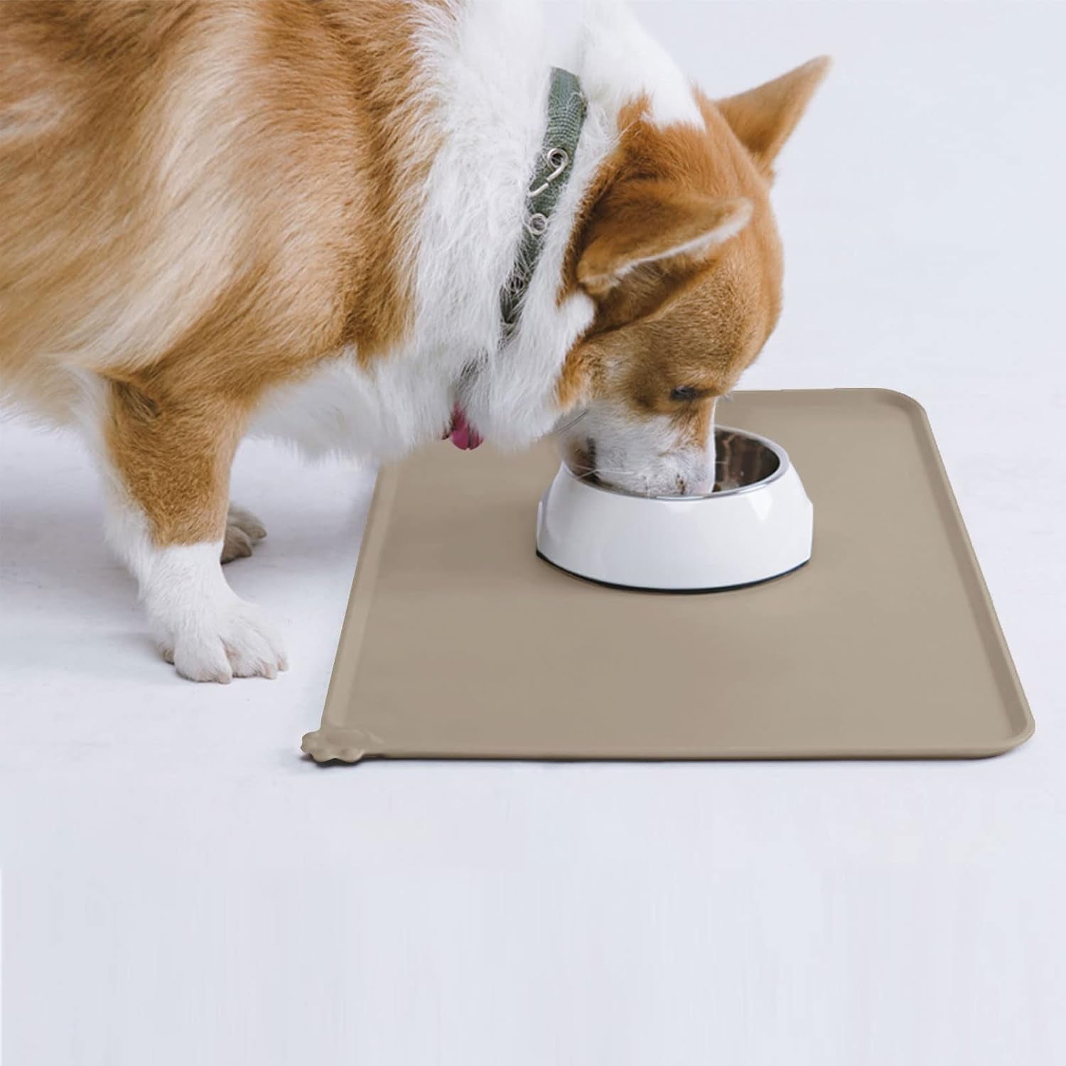 Waterproof Silicone Pet Feeding Mats,Anti-Slip Dog Food Bowl Pad | Waterproof Pet Mat with Raised Edges Catches Food and Water Spills to Protect Floors.Food Grade Silicone Is Safe and Durable
