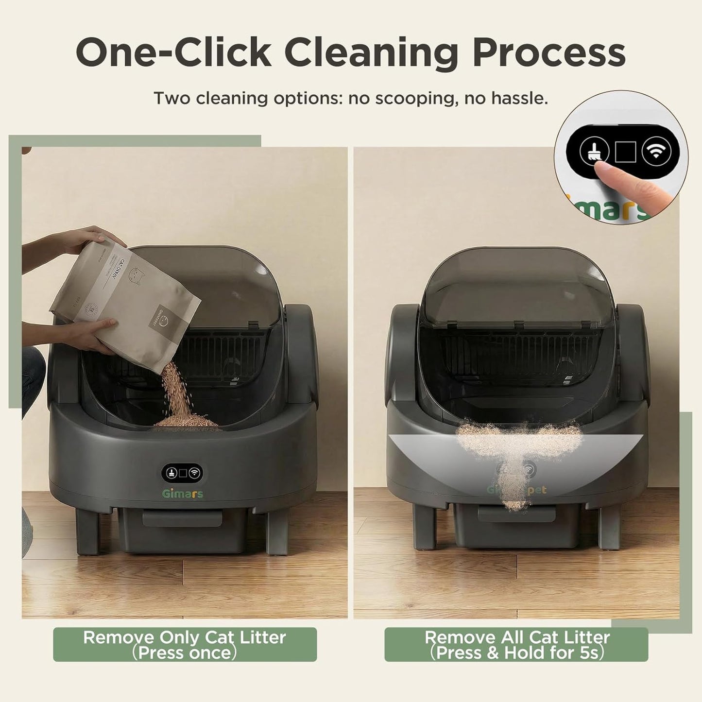 Open Top Design Self Cleaning Litter Box, Automatic Cat Litter Box for Multiple Cats & Senior Cats, App Control with Safety Sensors, Low Odor, Includes Trash Bags & Litter Mat