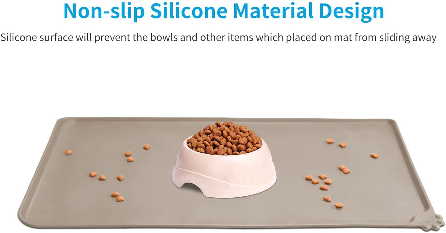 Waterproof Silicone Pet Feeding Mats,Anti-Slip Dog Food Bowl Pad | Waterproof Pet Mat with Raised Edges Catches Food and Water Spills to Protect Floors.Food Grade Silicone Is Safe and Durable