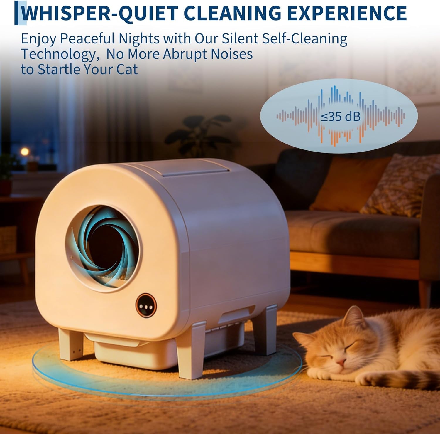 Self-Cleaning Cat Litter Box, Automatic Smart Pet Litter Box, Large Capacity for Multiple Cats, Wifi-Enabled App Control with Safety Sensors W/Garage Bags | Multiple Cats Available, Large Capacity, Wifi-Enabled App Control W/Safety Sensors W/ Garage Bags