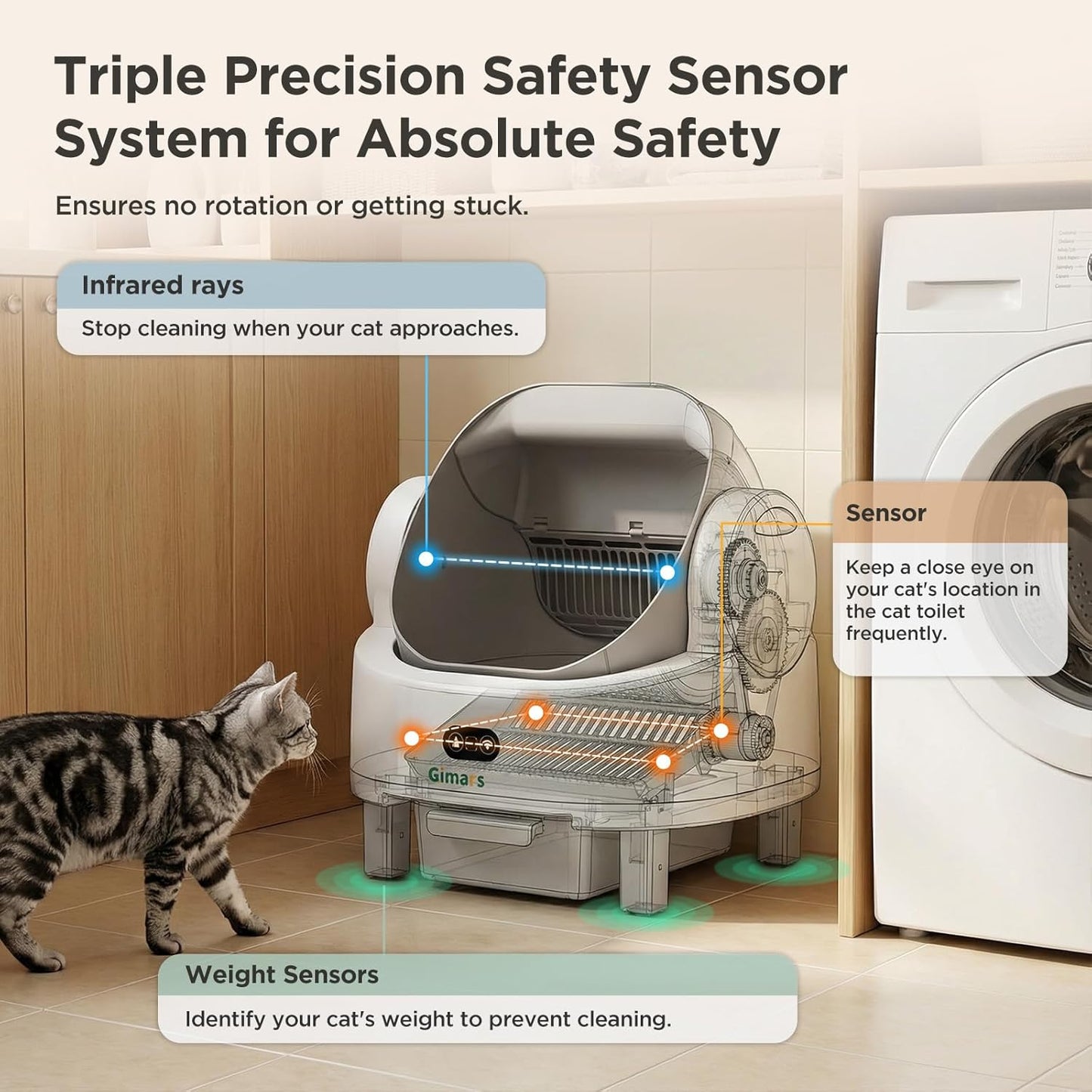 Open Top Design Self Cleaning Litter Box, Automatic Cat Litter Box for Multiple Cats & Senior Cats, App Control with Safety Sensors, Low Odor, Includes Trash Bags & Litter Mat