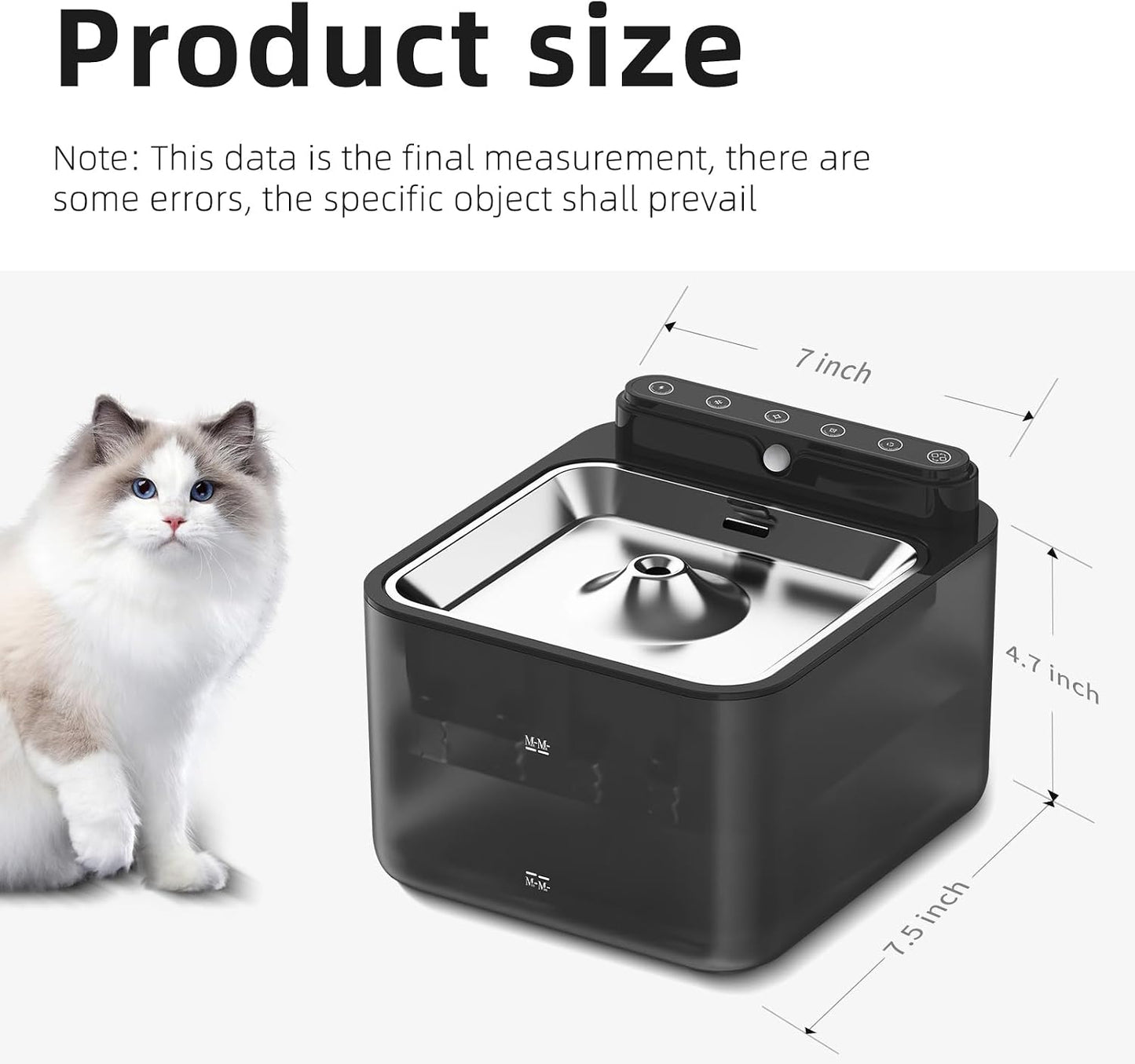 Wireless Cat Water Fountain Battery Operated,108/3.2L Large Capacity | 3 Filters Packs|4 Modes|Stainless Steel Trays|Bpa Free|For Cats,Dogs|Indoor|Semi-Transparent Water Tank|4000Mah|Cubic Design|