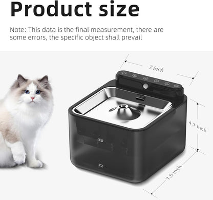 Wireless Cat Water Fountain Battery Operated,108/3.2L Large Capacity | 3 Filters Packs|4 Modes|Stainless Steel Trays|Bpa Free|For Cats,Dogs|Indoor|Semi-Transparent Water Tank|4000Mah|Cubic Design|