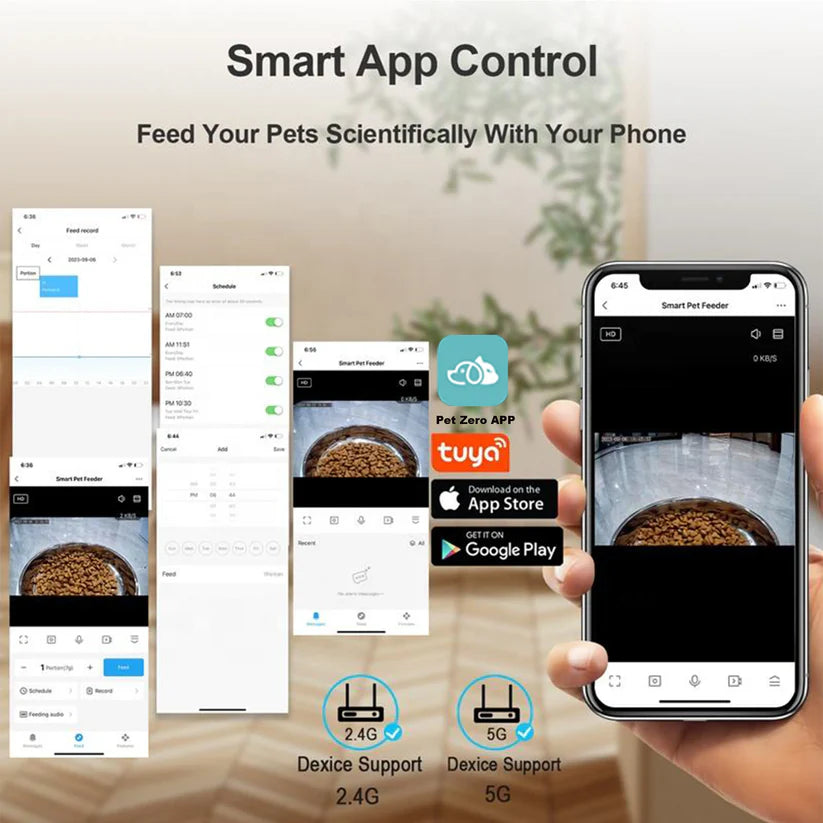Schedule feeding time with smart cat feeders app on your smartphone