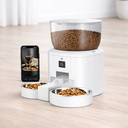 Buy dual bowl cat feeders in USA with Camera features